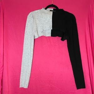 Cropped black and grey sweater